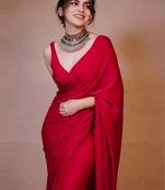 Red  chiffon saree