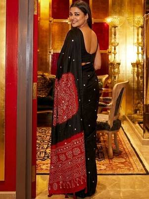 Black bandhani mirror work saree 3