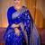 Blue woven design zari  silk designer banarasi saree