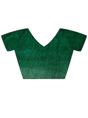 Green woven design beads and stones silk blend designer banarasi saree 5
