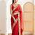 Red ethnic motifs embroidered silk blend designer banarasi saree