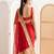 Red ethnic motifs embroidered silk blend designer banarasi saree