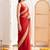 Red ethnic motifs embroidered silk blend designer banarasi saree