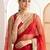 Red ethnic motifs embroidered silk blend designer banarasi saree