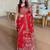 Red ajrak mirrorwork printed modal silk saree