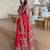 Red ajrak mirrorwork printed modal silk saree