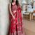 Red ajrak mirrorwork printed modal silk saree