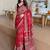 Red ajrak mirrorwork printed modal silk saree
