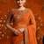 Orange embellished embroidered satin saree