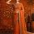 Orange embellished embroidered satin saree