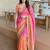 Pink ethnic motifs zari satin heavy work saree