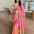Pink ethnic motifs zari satin heavy work saree