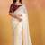 Off white embellished mirror work satin designer saree