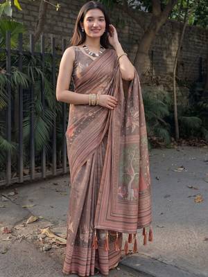 Multicolor floral  cotton designer khadi saree 1