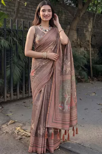 Multicolor floral  cotton designer khadi saree