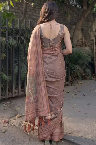 Multicolor floral  cotton designer khadi saree