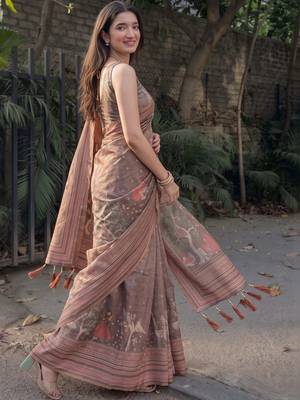 Multicolor floral  cotton designer khadi saree 3