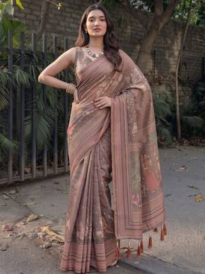 Multicolor floral  cotton designer khadi saree 4