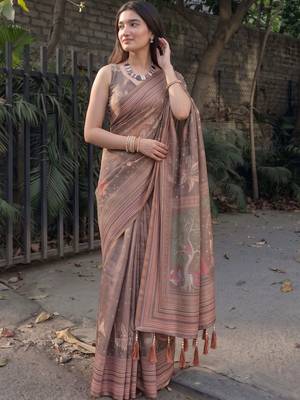 Multicolor floral  cotton designer khadi saree 5
