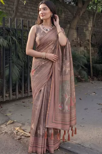 Multicolor floral  cotton designer khadi saree