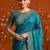 Teal embellished embroidered satin saree