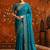 Teal embellished embroidered satin saree