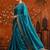 Teal embellished embroidered satin saree