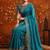 Teal embellished embroidered satin saree