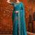 Teal embellished embroidered satin saree