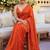 Orange ethnic motifs sequinned satin saree