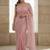 Pink embroidered embellished beads & stones net saree