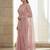 Pink embroidered embellished beads & stones net saree