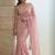 Pink embroidered embellished beads & stones net saree