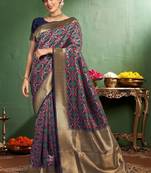 Navy blue woven design zari  silk designer patola saree