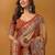 Orange ethnic motifs printed designer banarasi saree with matching blouse