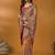 Orange ethnic motifs printed designer banarasi saree with matching blouse