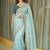 Turquoise embellished embroidered tissue saree
