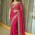 Pink ethnic motifs embroidered satin heavy work saree