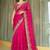 Pink ethnic motifs embroidered satin heavy work saree