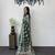 Green ajrak block mirror work bandhani saree