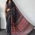 Black ajrak block mirror work bandhani saree