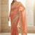 Peach embellished embroidered sequinned sarees with unstitched blouse piece