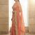 Peach embellished embroidered sequinned sarees with unstitched blouse piece