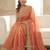 Peach embellished embroidered sequinned sarees with unstitched blouse piece