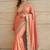 Peach embellished embroidered sequinned sarees with unstitched blouse piece
