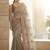 Gold floral embellished embroidered satin sarees with unstitched blouse