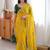 Yellow ethnic motifs sequinned  georgette saree