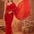 Red floral embroidered poly georgette designer saree