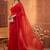 Red floral embroidered poly georgette designer saree