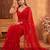 Red floral embroidered poly georgette designer saree